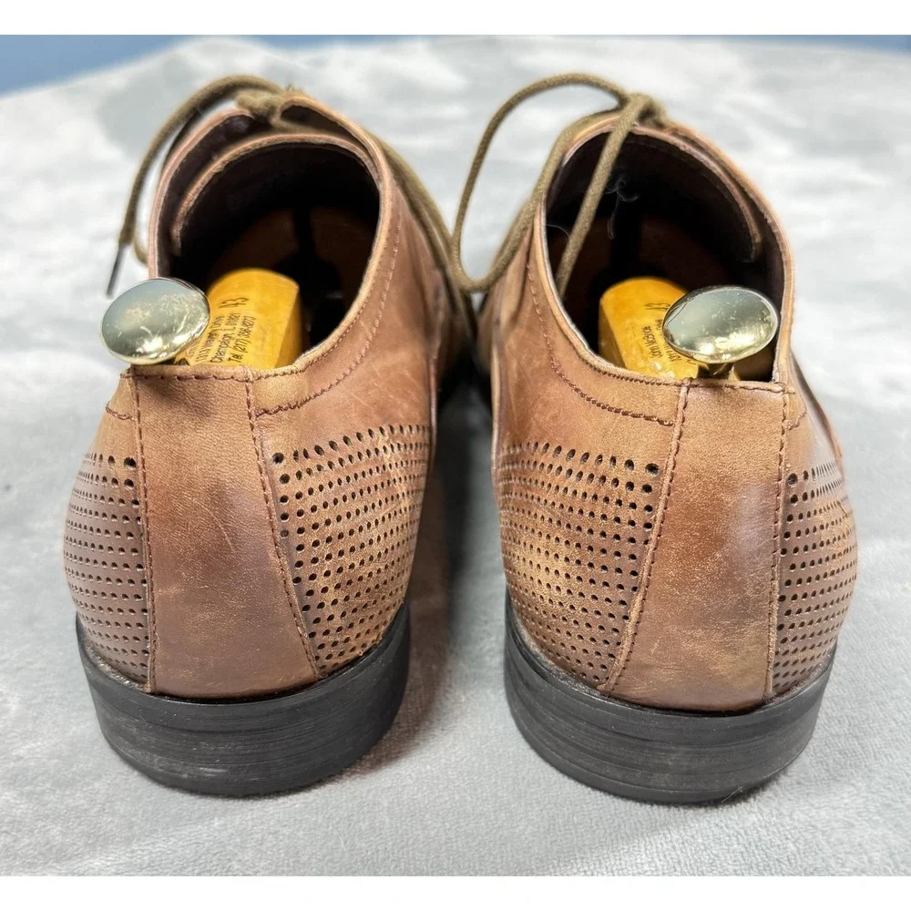 Kenneth Cole‎ Shoes Mens Size 9.5 Brown Leather Cap Toe Oxford Across The Pond